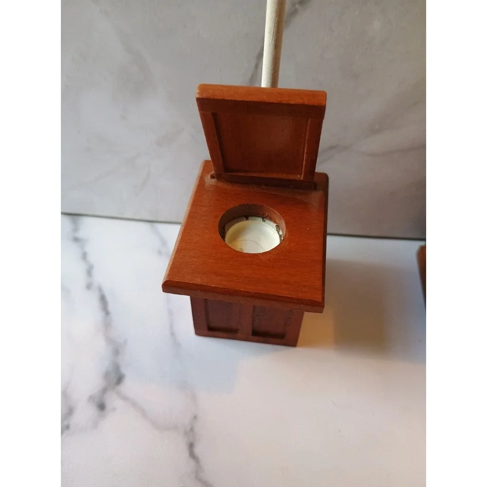 Vintage Wooden Dollhouse Miniature Bathroom Furniture Pieces Sink Tub & Toilet